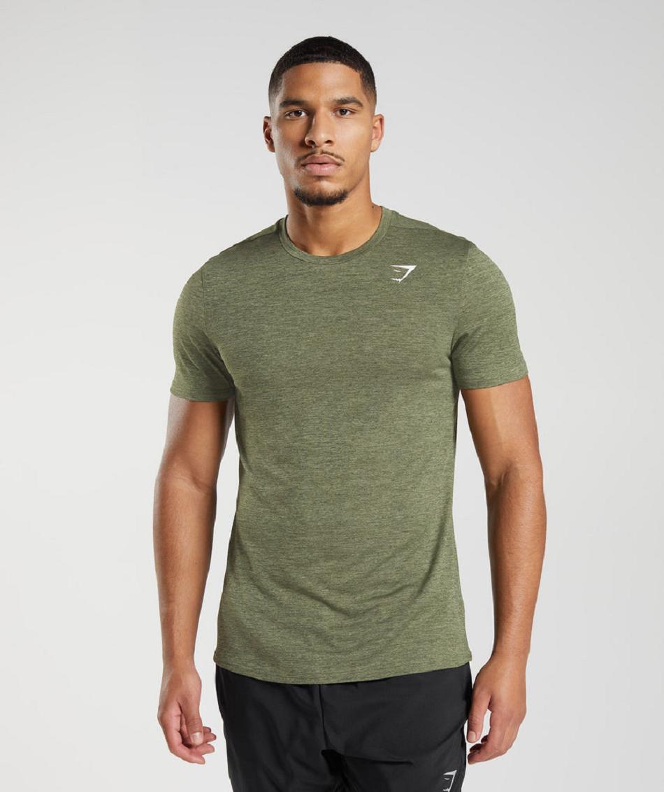 T Shirts Gymshark Arrival Marl Hombre Verde Oliva Verde Oliva | CO 3265FDN